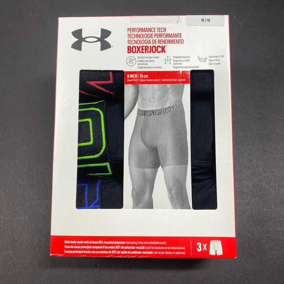 NWT Under Armour UA Performance Tech 6" Boxerjock Boxer Briefs - 3 Pack - Picture 1 of 2